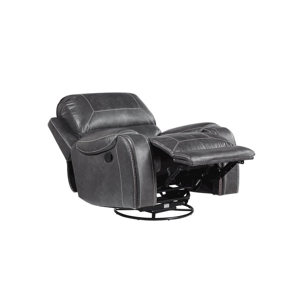 Keily Gray Manual Recliner by Start2Finish, showing plush fabric upholstery and a classic recliner design with armrests.