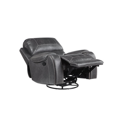 Keily Gray Manual Recliner by Start2Finish, showing plush fabric upholstery and a classic recliner design with armrests.