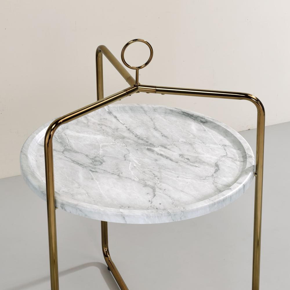 White and gold Miro side table from Start2Finish, featuring a sleek modern design with a round tabletop and stylish metal legs.