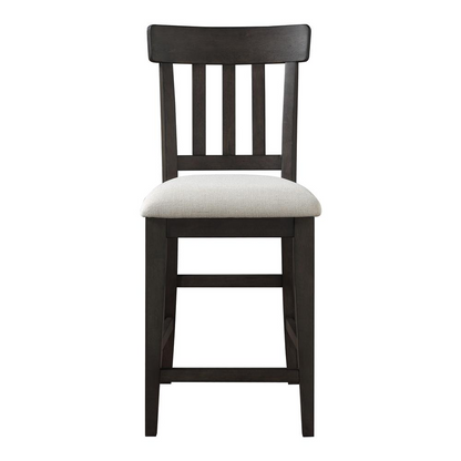 Set of two Start2Finish Napa counter chairs with wooden seats and metal frames, ideal for kitchen or bar seating.