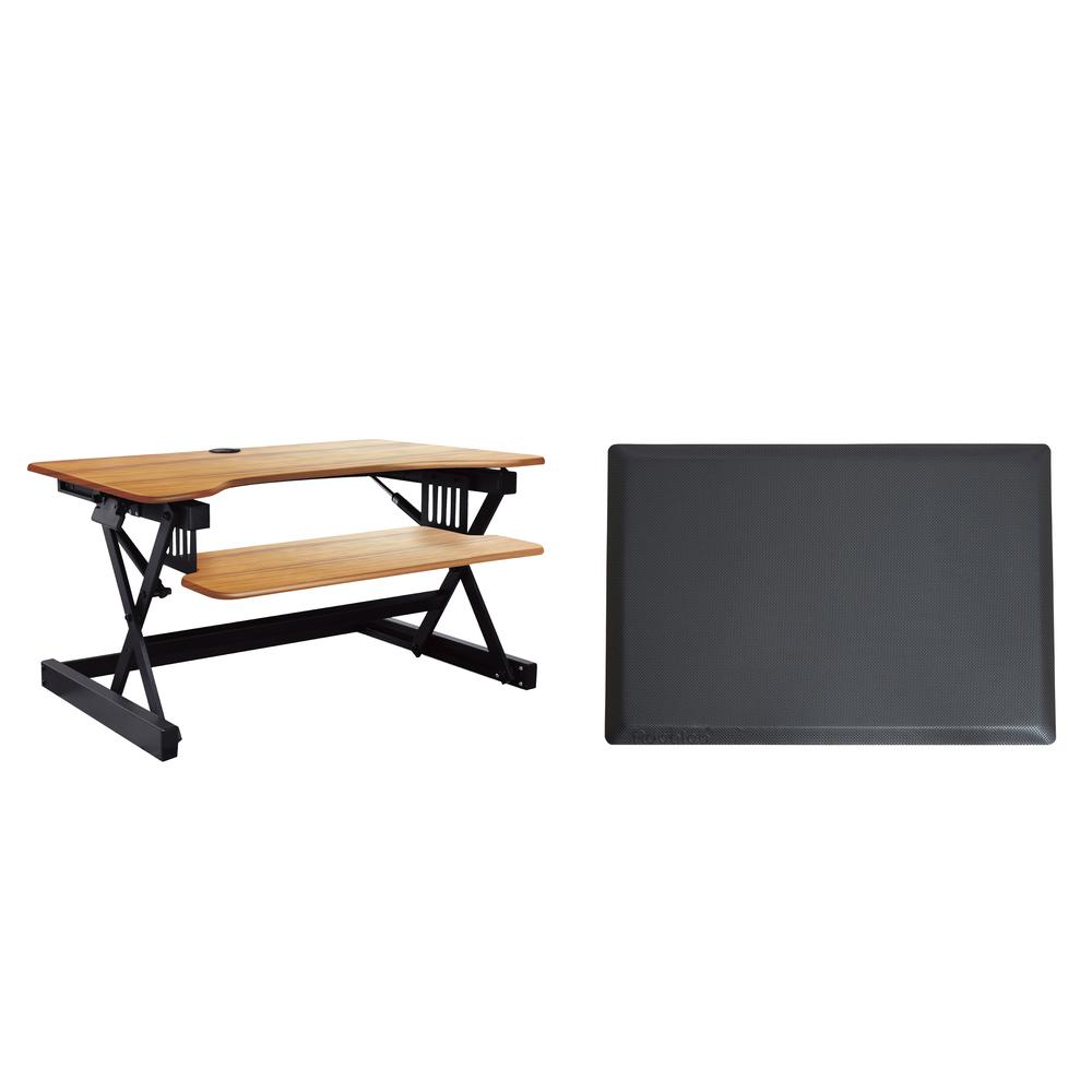 Start2Finish Rocelco 40-inch height adjustable standing desk showing a spacious wooden work surface with adjustable height mechanism.