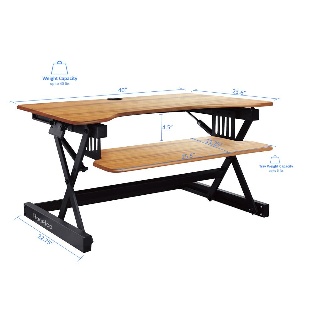 Start2Finish Rocelco 40-inch height adjustable standing desk with sleek surface and sturdy frame for ergonomic workspace comfort.