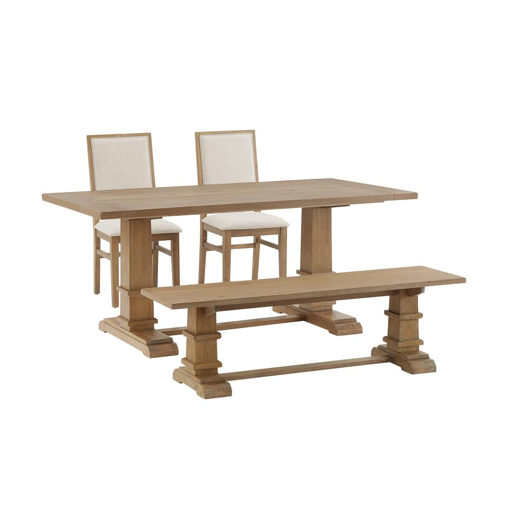Joanna 4-piece dining table set by Start2Finish with table, bench, and two upholstered chairs in a modern home dining area