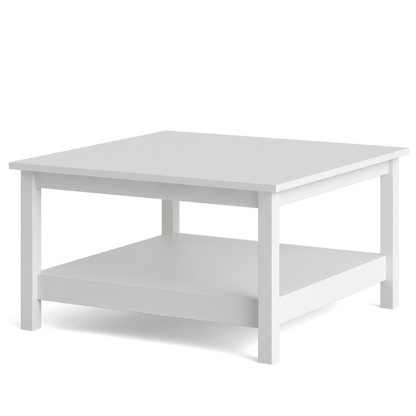 White Madrid coffee table by Start2Finish, modern furniture piece with a smooth tabletop and sturdy legs, ideal for living rooms.