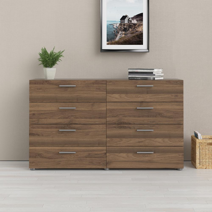 Austin 8 Drawer Double Dresser in walnut wood by Start2Finish, showcasing its sleek design and ample storage drawers.