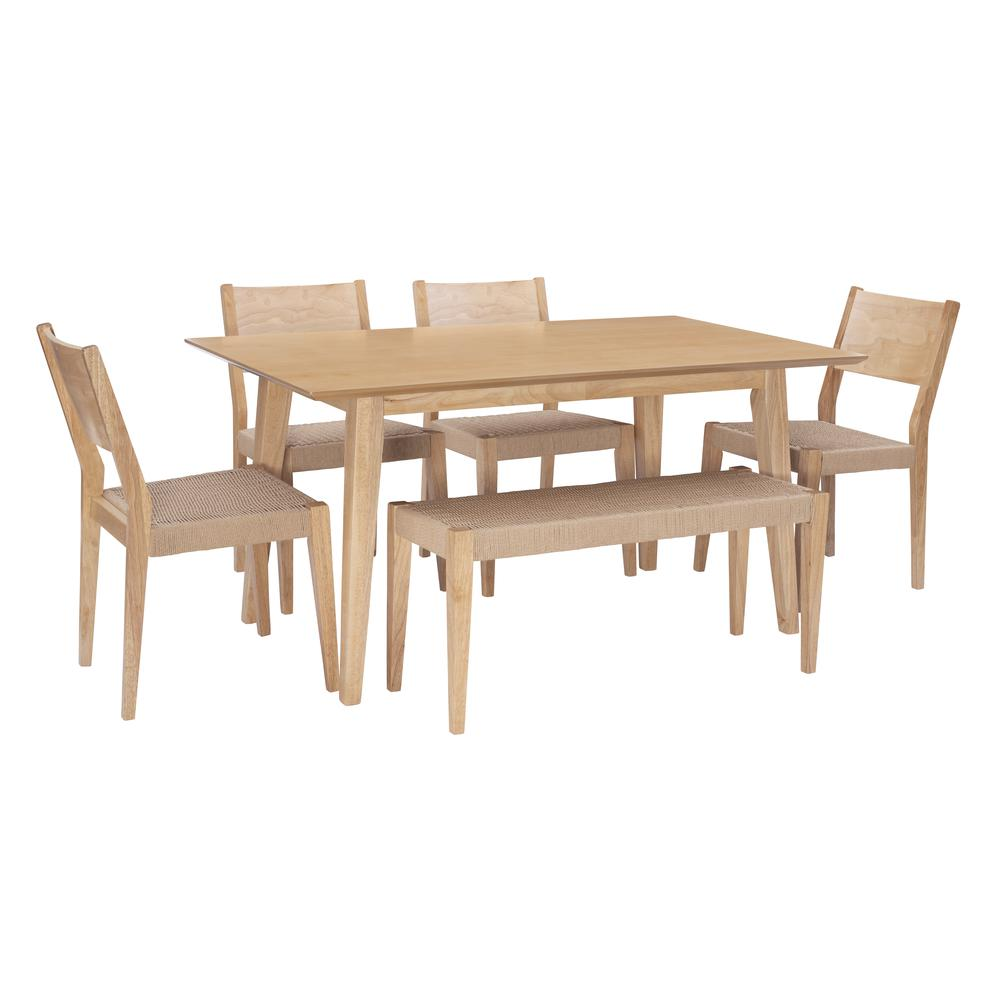 Start2Finish Cadence 6-piece dining set in natural wood with round table and matching chairs, stylish and functional for dining rooms.