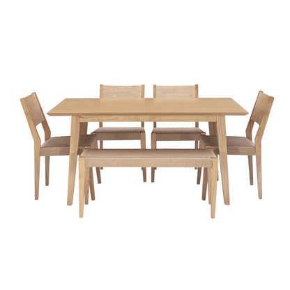 Start2Finish Cadence 6-piece natural dining set with wooden table and matching chairs, ideal for modern dining rooms.