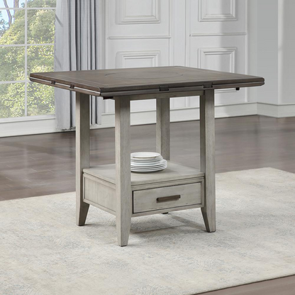 Start2Finish Abacus Drop Leaf Counter Table with wooden surface and drop leaf design, ideal for versatile workspace or dining area.