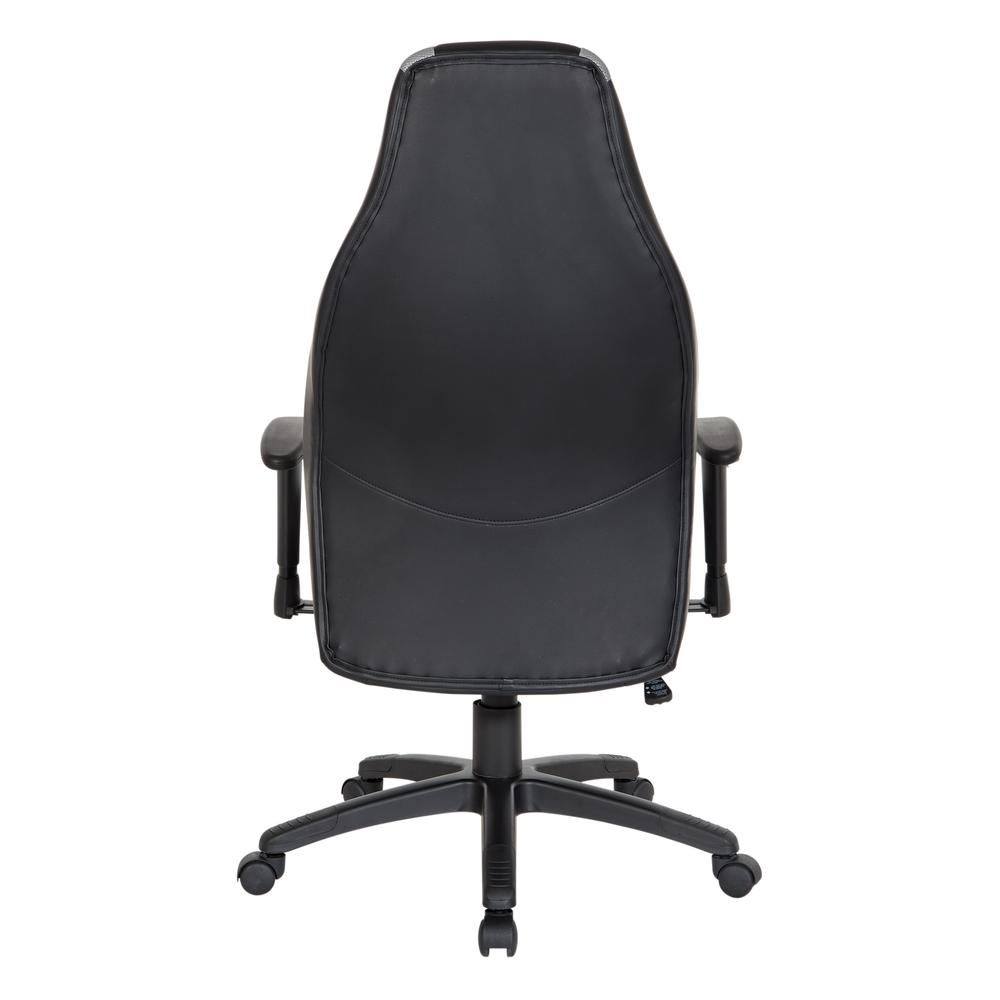 Start2Finish Commander gaming chair in black faux leather with grey accents, ergonomic design, and adjustable armrests.
