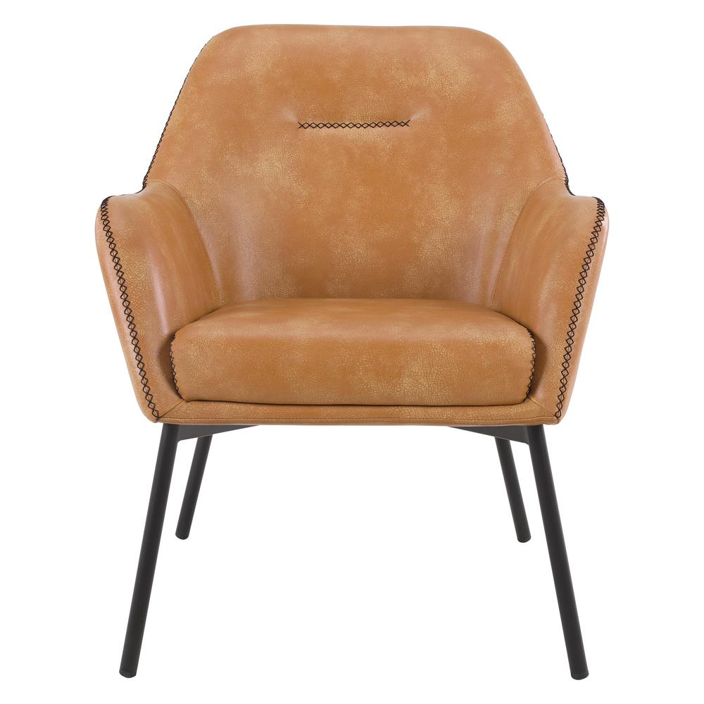 Brooks Accent Chair in sand faux leather with black stitching and black legs, stylish and modern home furniture by Start2Finish