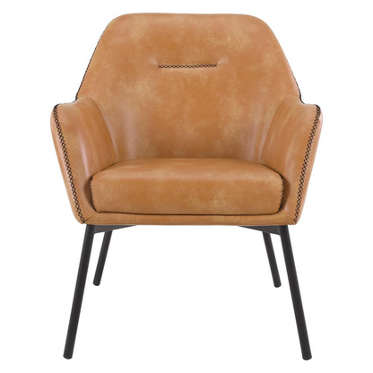 Brooks Accent Chair in sand faux leather with black stitching and black legs, stylish and modern home furniture by Start2Finish
