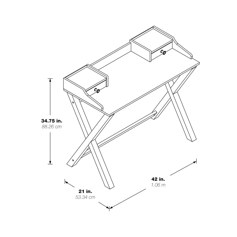 Start2Finish Barton Writing Desk in white wash finish with clean lines and compact design, ideal for home office or study space.