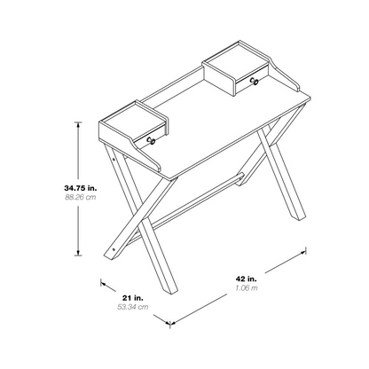 Start2Finish Barton Writing Desk in white wash finish with clean lines and compact design, ideal for home office or study space.