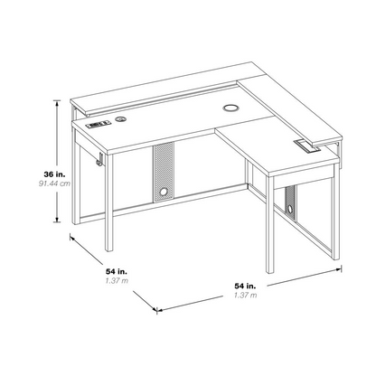 Start2Finish Loadout L-Shaped Gaming Desk with spacious surface and modern design, ideal for gaming and workspace setup.