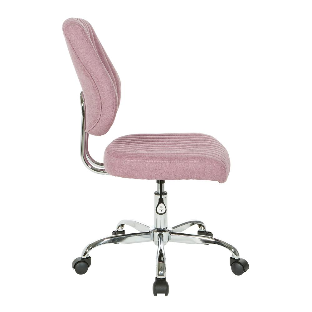 Sunnydale Office Chair in orchid fabric with chrome base, featuring ergonomic design and adjustable height.