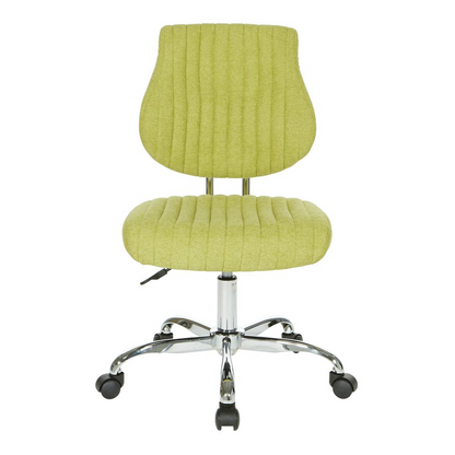 Start2Finish Sunnydale office chair in basil fabric with chrome base, ergonomic design and adjustable height for modern workspace.