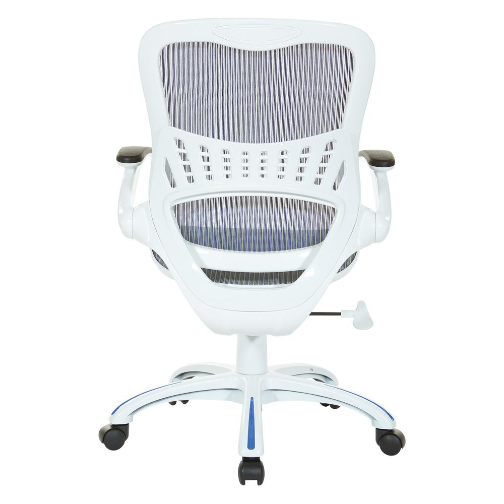 Start2Finish Riley office chair with blue mesh seat and back, ergonomic furniture for workspace comfort and support.