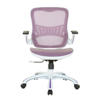 Start2Finish Riley office chair with purple mesh seat and back, ergonomic ergonomic design and adjustable armrests.
