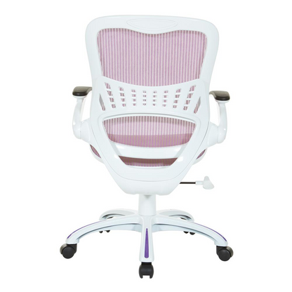 Start2Finish Riley office chair with purple mesh seat and back, ergonomic design, adjustable armrests, and sturdy base.