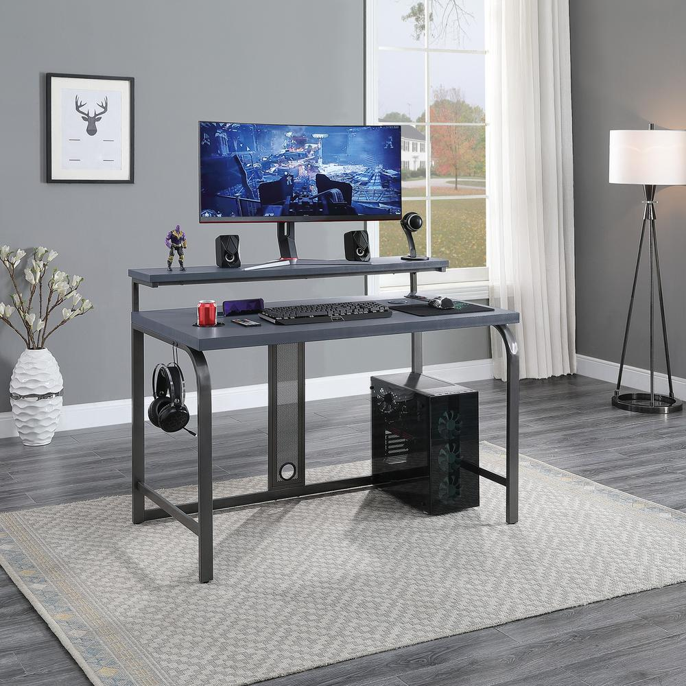 Start2Finish Reload 48-inch gaming desk with sleek black surface, sturdy metal frame, and spacious design for gaming setup.