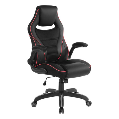 Xeno gaming chair in red faux leather with adjustable armrests and high back support, by Start2Finish.