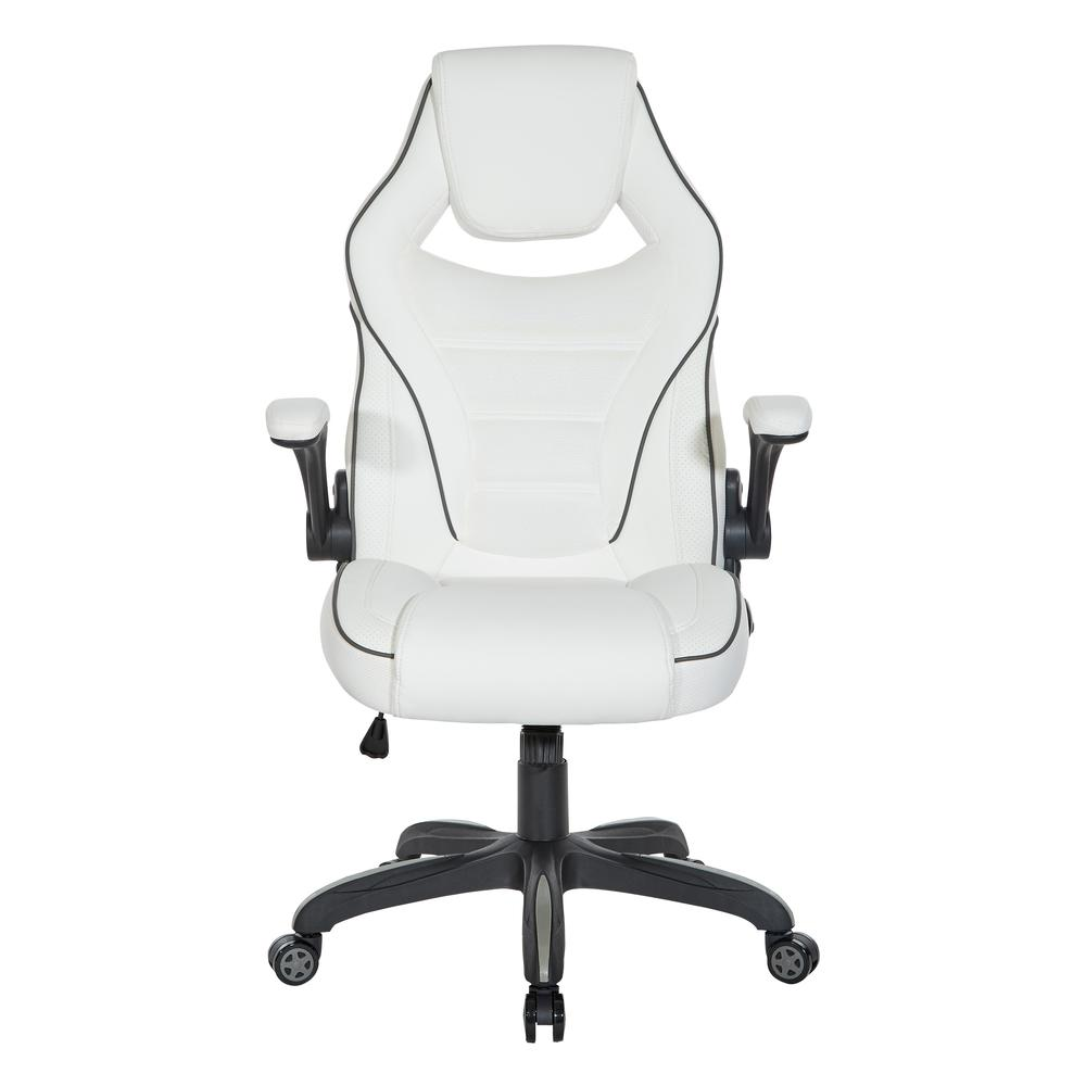 Xeno Gaming Chair in white faux leather with ergonomic design and adjustable armrests, branded by Start2Finish.