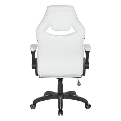 Xeno gaming chair in white faux leather with adjustable armrests and high-back design by Start2Finish