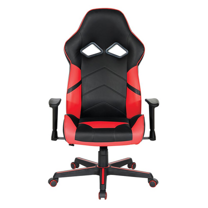 Vapor Gaming Chair in black faux leather with red accents, ergonomic design, adjustable armrests, and high back support.