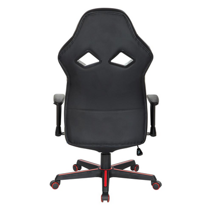 Vapor Gaming Chair by Start2Finish in black faux leather with red accents, ergonomic design, adjustable armrests, and high back support.