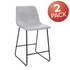Set of 2 24-inch LeatherSoft counter height barstools in light gray with metal legs, perfect for modern kitchen or bar area.