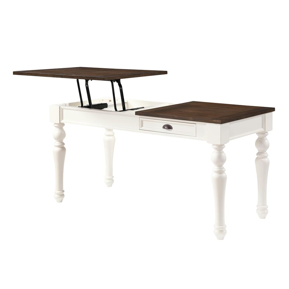 Start2Finish Joanna Lift Top Desk, a modern furniture piece with a lift-up work surface and storage compartments.