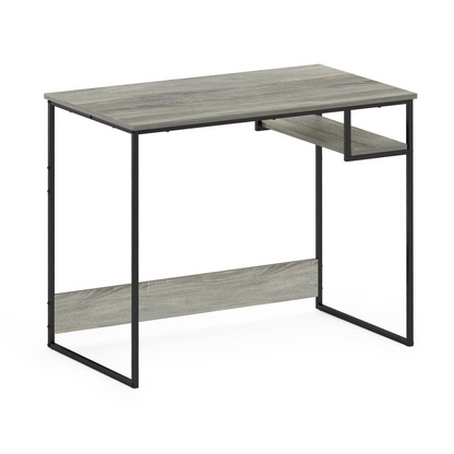 Furinno Moretti Modern Lifestyle Study Desk in French Oak Grey, featuring a sleek wooden tabletop and minimalist design.