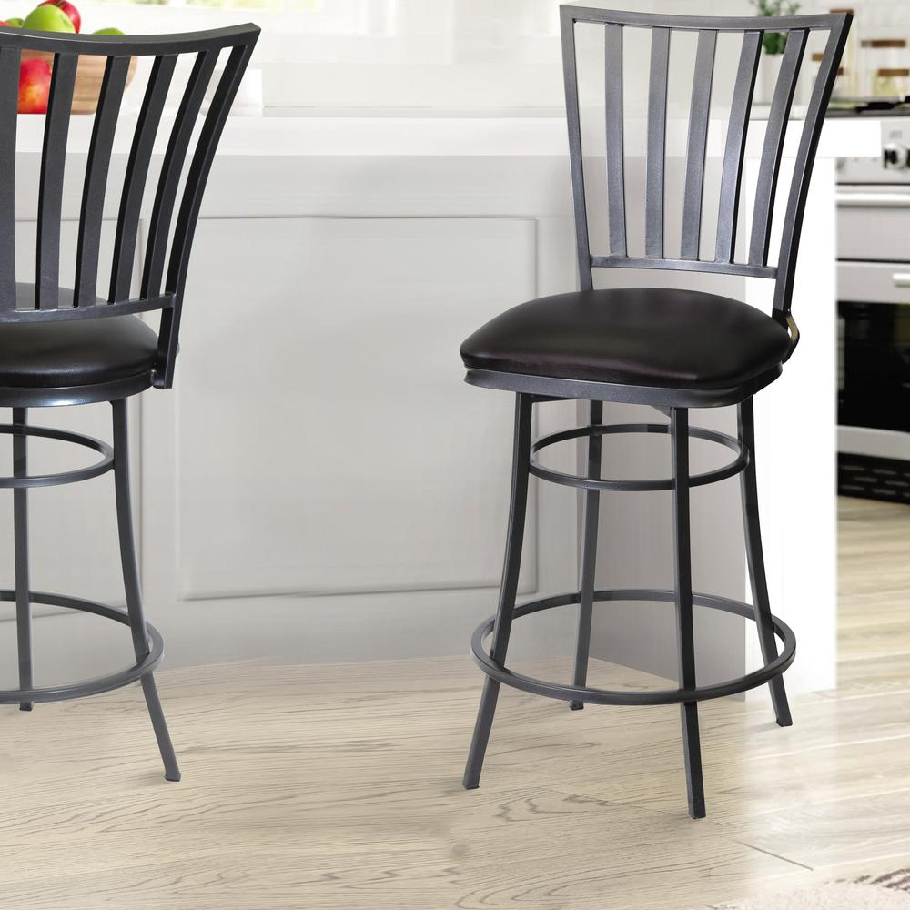 Start2Finish Stellan Swivel Counter Stool with wooden seat and metal base, featuring a modern design and adjustable height.
