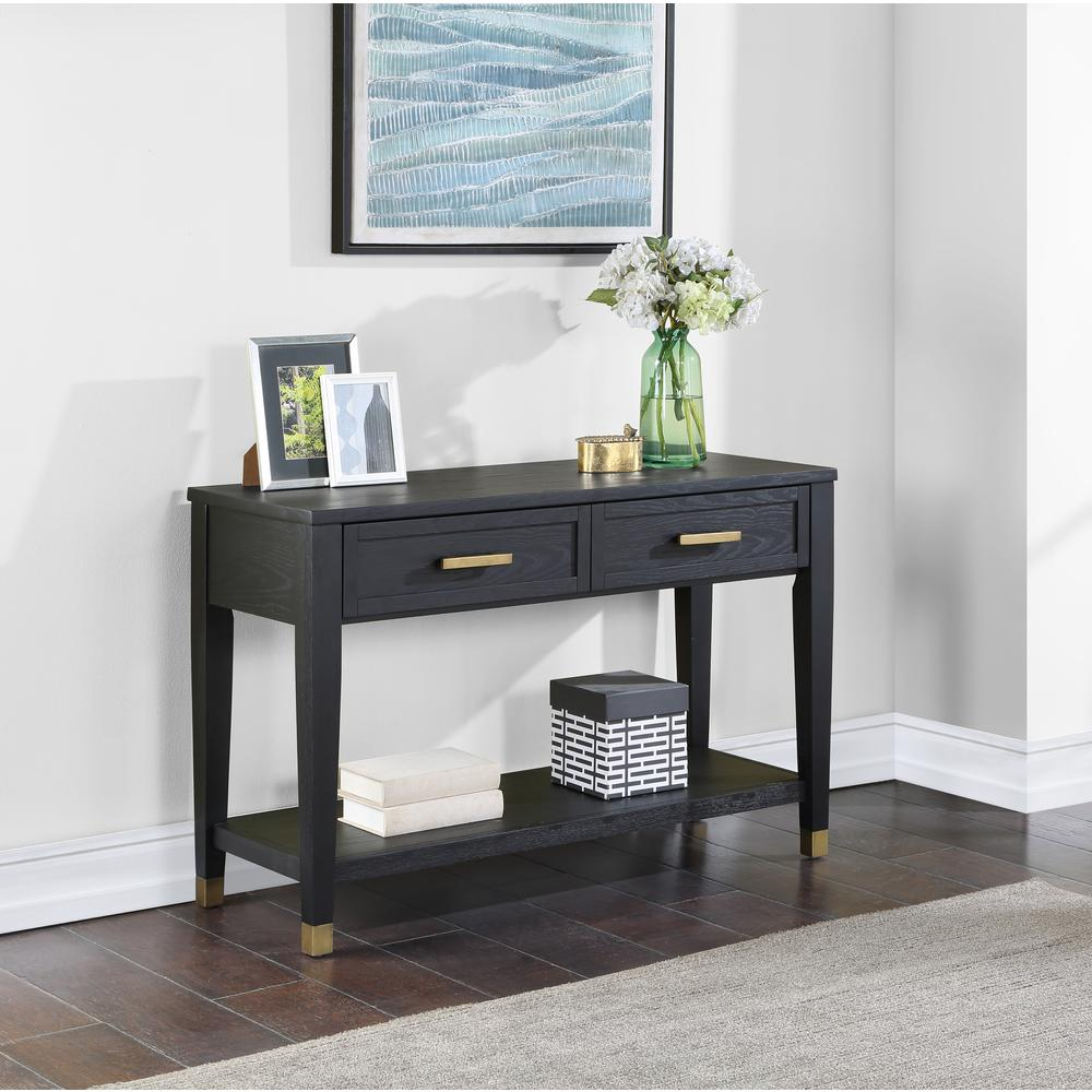 Yves sofa table by Start2Finish with 48-inch length, 18-inch width, and 30-inch height, featuring a sleek modern design.