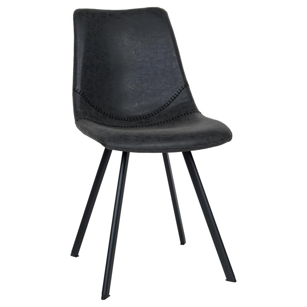 Modern leather dining chair with metal legs from Start2Finish, featuring a sleek design and comfortable seating.