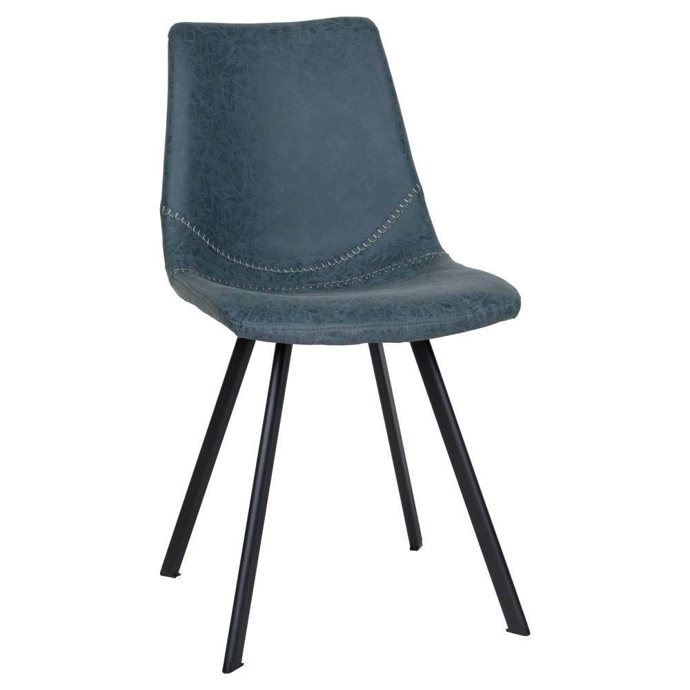 Modern leather dining chair with metal legs by Start2Finish, showcasing a sleek design and cushioned seat for contemporary dining spaces.