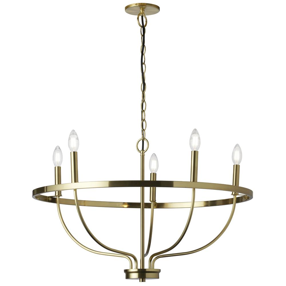Start2Finish 5LT Incandescent Chandelier with elegant metal frame and five candle-style bulbs, ideal for classic interior lighting.