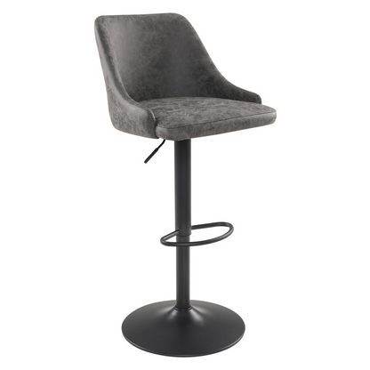 Start2Finish Sylmar height adjustable stool with charcoal faux leather upholstery and modern design, suitable for office or home use.