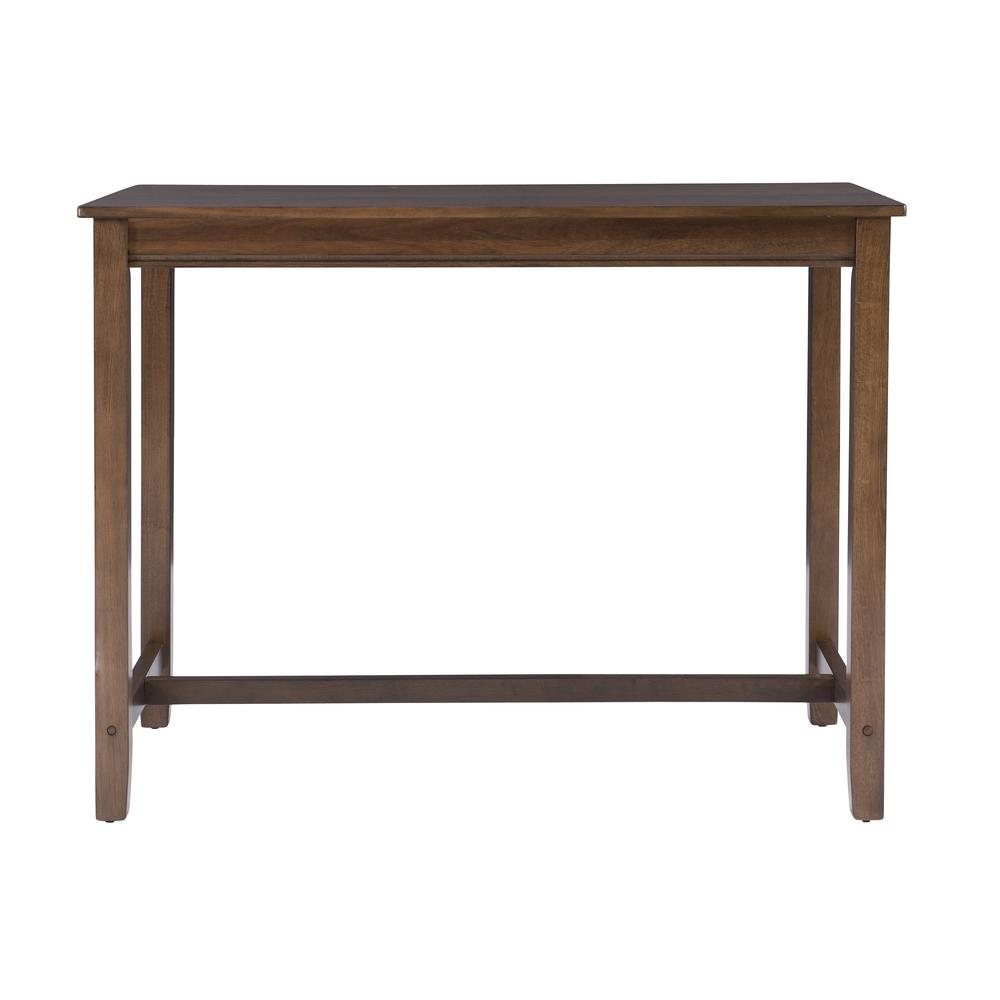 Rustic brown Claridge 36-inch counter height pub table by Start2Finish, showing the sturdy wooden top and metal legs.