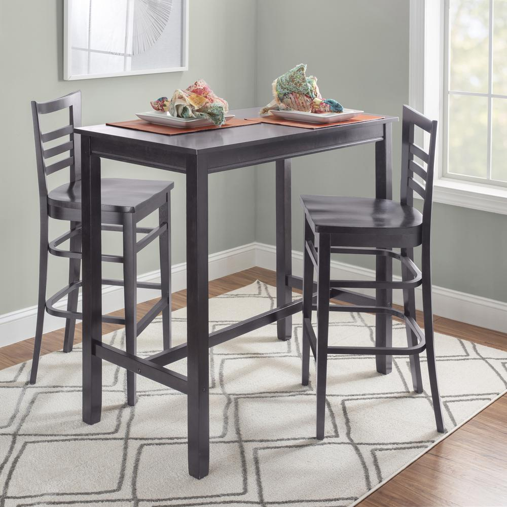 Set of two Start2Finish Blairmont brown barstools with wooden legs and cushioned seats, ideal for kitchen or bar area.