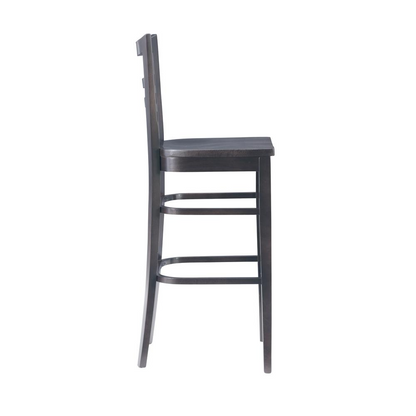Set of two brown Blairmont barstools by Start2Finish with wooden legs and cushioned seats, ideal for kitchen or bar area.
