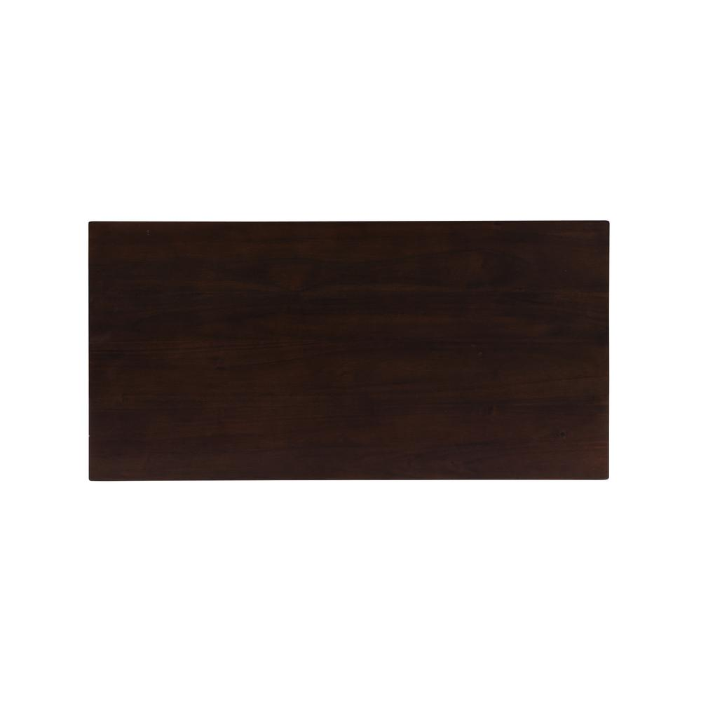 Start2Finish Claridge 42-inch walnut bar height pub table with a smooth wooden surface and sturdy metal legs.
