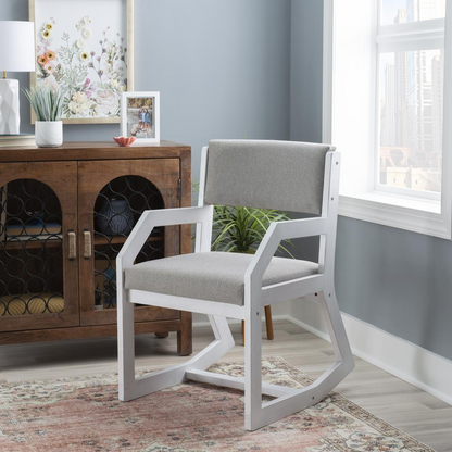 White Robin 2 Position Sled Base Chair by Start2Finish, showcasing a modern furniture piece with a sleek design and sled base.
