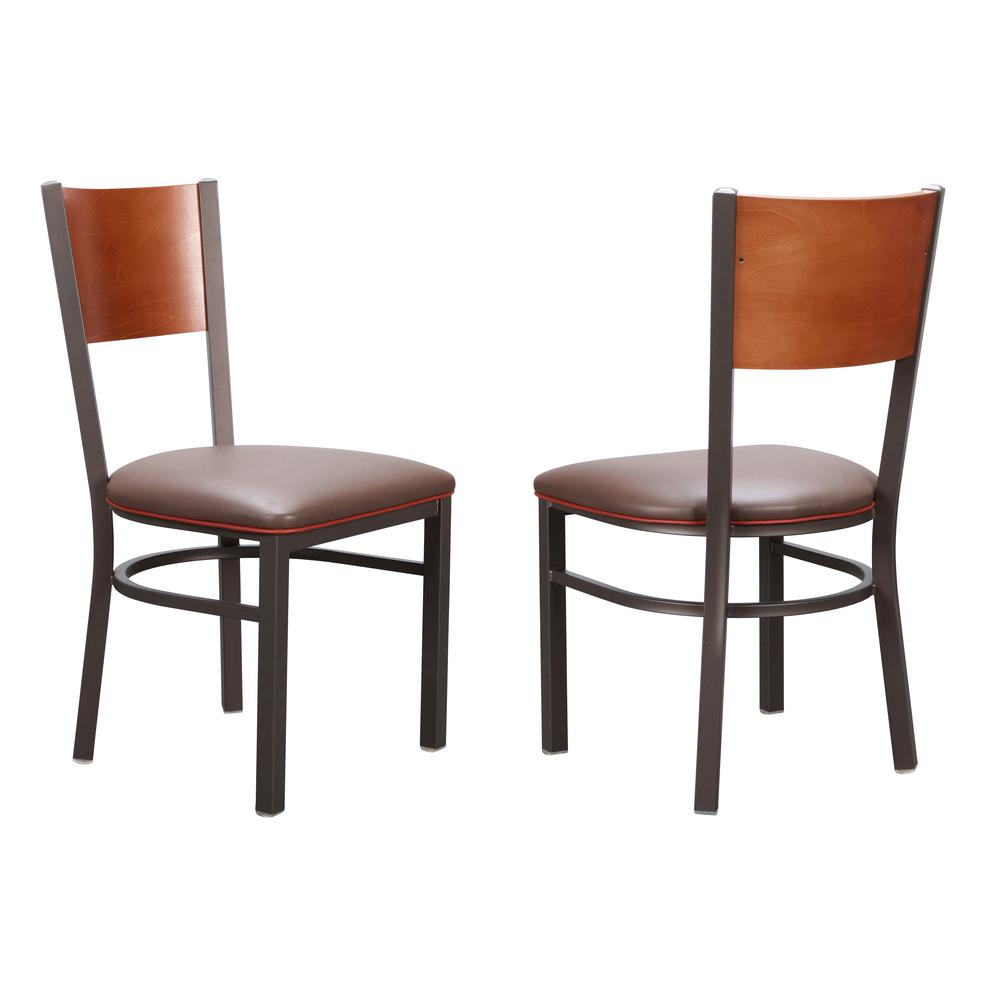 Start2Finish Elmer Side Chairs set of 2 in brown, stylish modern furniture with wooden legs and contoured seats.