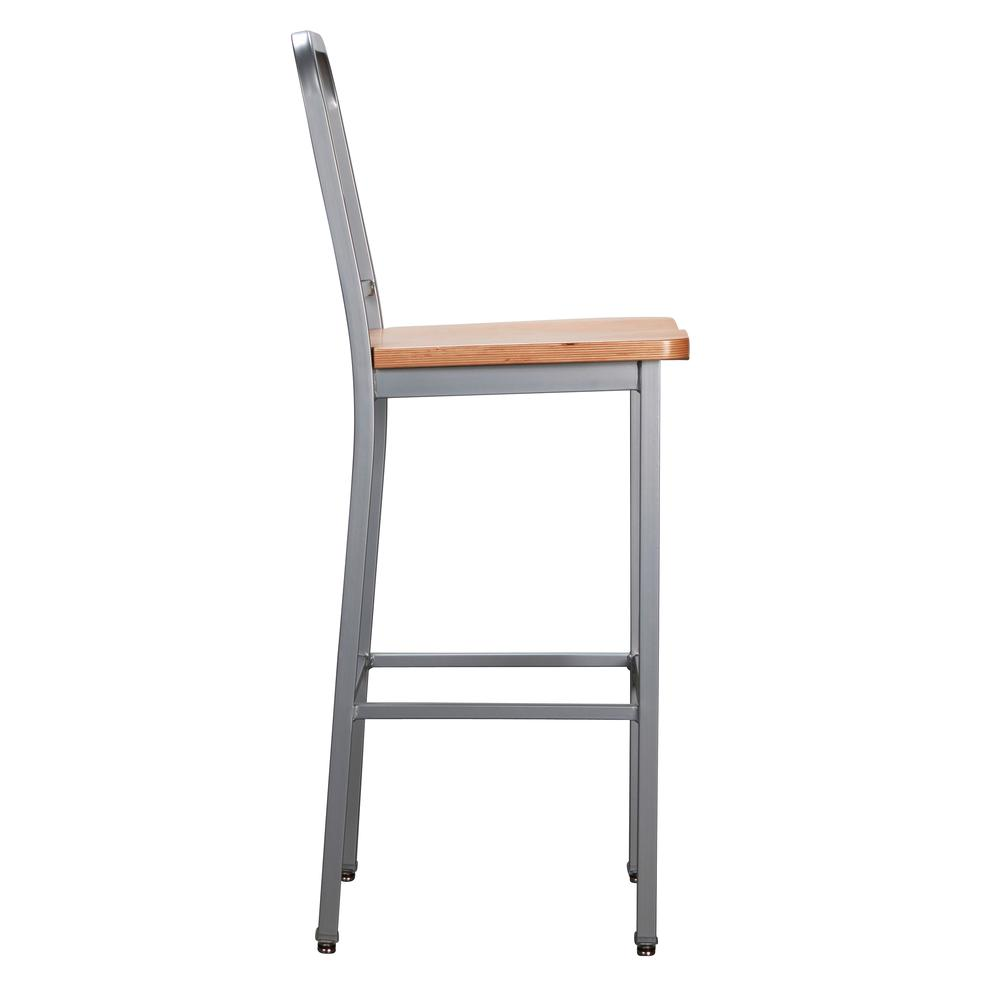 Set of two silver Frazier metal barstools by Start2Finish with sleek, modern design and sturdy metal construction.