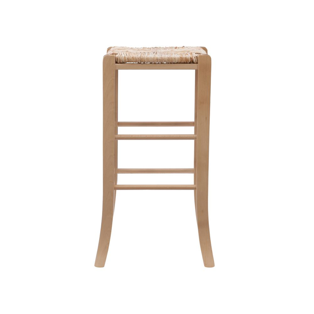 Pair of Gianna backless barstools in natural finish by Start2Finish, showcasing sleek wooden seats and sturdy legs.