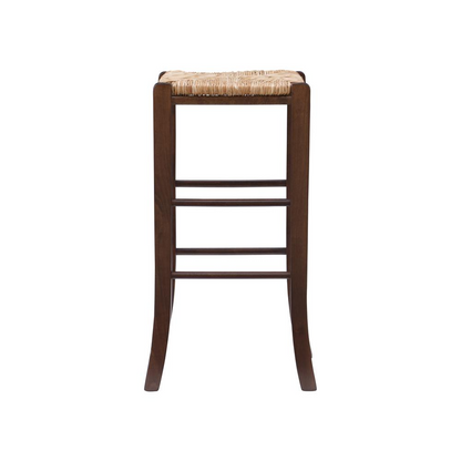Set of two Gianna backless walnut barstools by Start2Finish, showcasing sleek wooden seats and sturdy legs for modern kitchen decor.