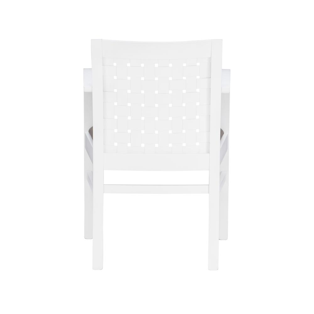 White Samantha Woven Arm Chair by Start2Finish with wooden legs and woven backrest, stylish and comfortable for living room.