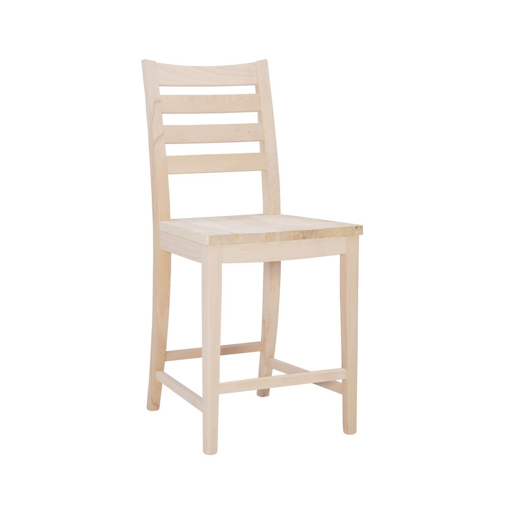 Unfinished Flynn Counter Stool by Start2Finish, set of 2, showing natural wood finish and sturdy design for kitchen or bar area.