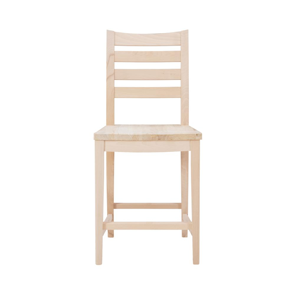 Unfinished Flynn Counter Stool set of 2 by Start2Finish, showing natural wood finish and modern design with sturdy legs.